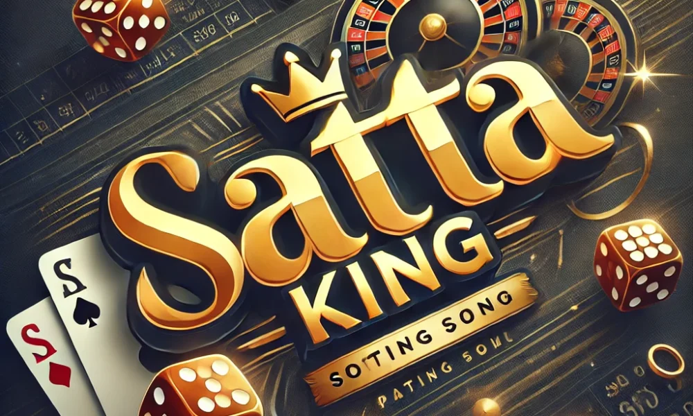 DALL·E 2025 01 29 13.39.51 A visually striking featured image for Satta King. The design includes a bold golden text SATTA KING in a royal font. In the background dice pla