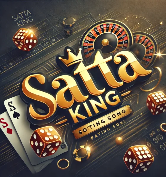 DALL·E 2025 01 29 13.39.51 A visually striking featured image for Satta King. The design includes a bold golden text SATTA KING in a royal font. In the background dice pla