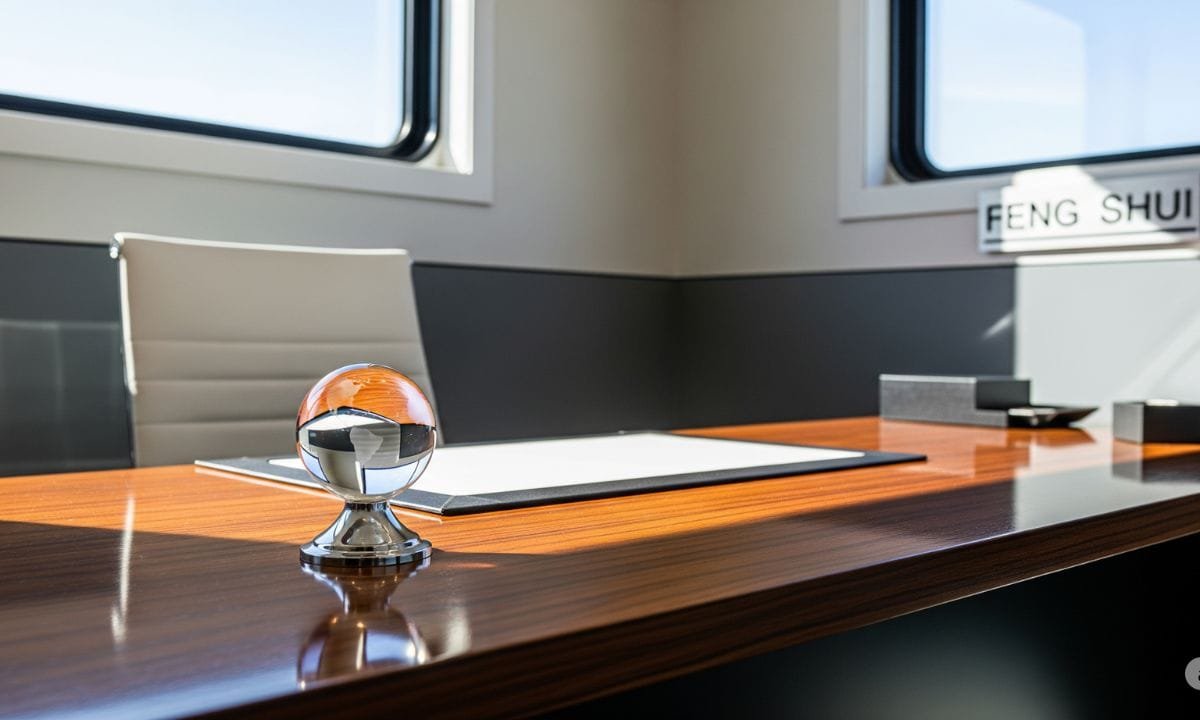 Keeping crystal globes, Chinese coins and other Feng Shui items in the office brings positive energy