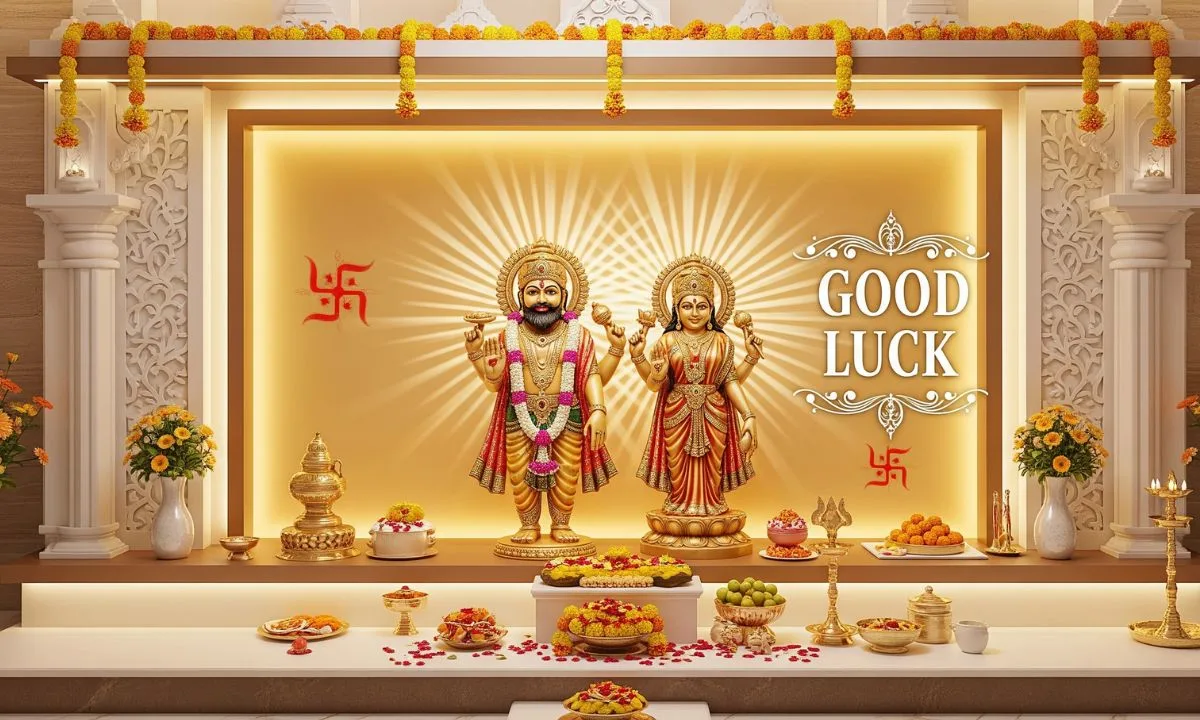 Keeping the idols of Lord Kuber and Goddess Lakshmi in your place of worship brings rain of wealth