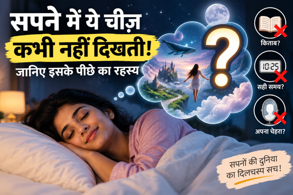 सपने में कौन सी चीज कभी नहीं दिखती, सपनों के रहस्य और वैज्ञानिक तथ्य दर्शाता हुआ थंबनेल